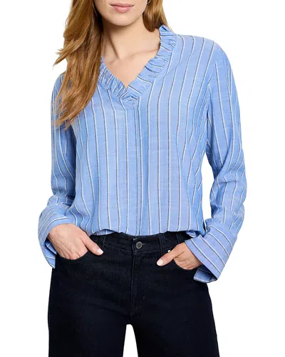 NIC + ZOE NIC+ZOE STRIPED RUFFLED AROUND TOP