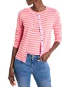 Nic + Zoe Nic+zoe Striped Snap Front Cardigan In Pink