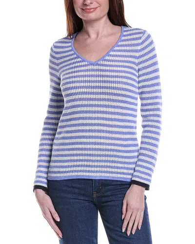 Nic + Zoe Nic+zoe Striped Supersoft Mesh Sweater In Blue