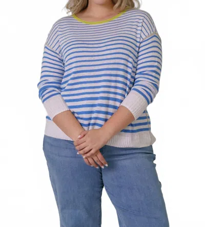 Nic + Zoe Striped Up Supersoft Sweater - Plus Size In Blue Multi Stripe