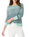 Nic + Zoe Striped Up Supersoft Sweater In Aqua Multi In Aqua Multi