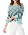 Nic + Zoe Striped Up Supersoft Sweater In Aqua Multi In Blue