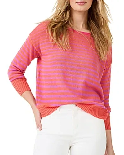 Nic + Zoe Nic+zoe Petite Striped Up Supersoft Sweater In Orange Multi