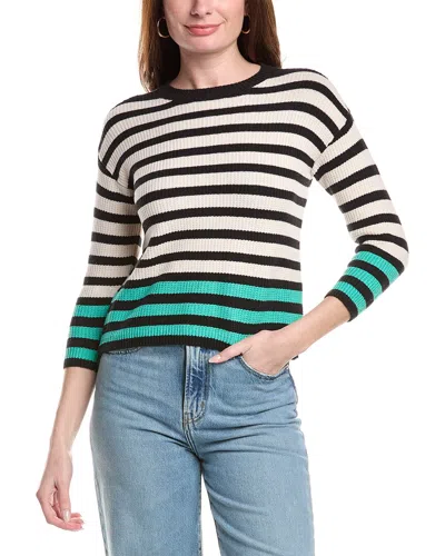 Nic + Zoe Nic+zoe Striped Waffle Sweater In Black