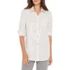 Nic + Zoe Nic+zoe Subtle Shine Sequin Stripe Button-up Shirt In White