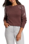 Nic + Zoe Nic+zoe Subtle Shine Sequin Sweater In Chai