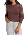 Nic + Zoe Nic+zoe Subtle Shine Sequin Sweater In Chai