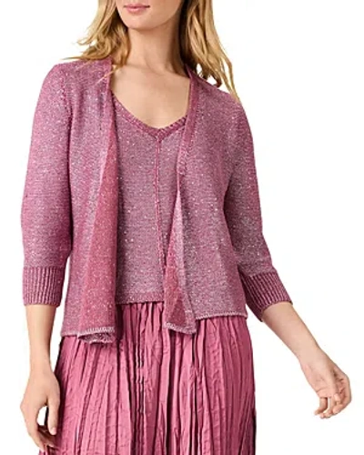 Nic + Zoe Nic+zoe Subtle Sparkle 4-way Cotton Blend Cardigan In Terra