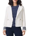 Nic + Zoe Nic+zoe Petite Subtle Stripe Fringe Mix Knit Jacket In Cream Multi
