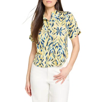 NIC + ZOE NIC+ZOE SUNNY SKIES HALF BUTTON LINEN BLEND SHIRT