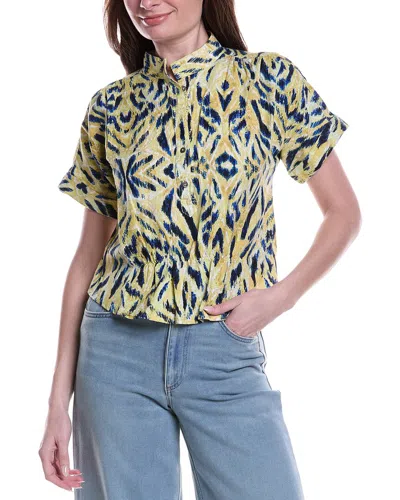 Nic + Zoe Nic+zoe Sunny Skies Linen-blend Woven Shirt In Yellow