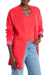 Nic + Zoe Sunset Breeze Reversible Knit Jacket In Haute Red