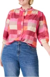 Nic + Zoe Nic+zoe Sunset Plaid Girlfriend Cotton Button-up Shirt In Pink Multi