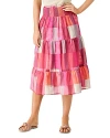 Nic + Zoe Nic+zoe Sunset Plaid Cotton Midi Skirt In Pink Multi