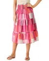 Nic + Zoe Nic+zoe Sunset Plaid Cotton Midi Skirt In Pink