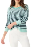 Nic + Zoe Striped Up Supersoft Sweater In Aqua Multi In Aqua Multi
