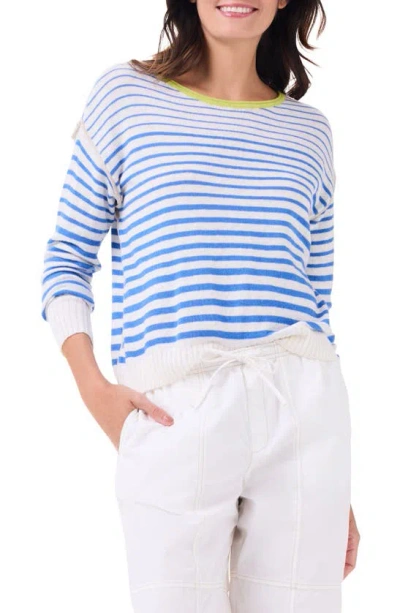 Nic + Zoe Supersoft Striped Up Sweater In Blue Multi