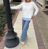 Nic + Zoe Sweatshirt W/ Stripe Underpinning In Cream