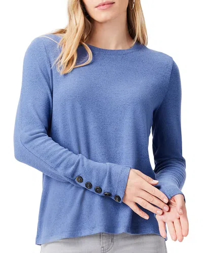 Nic + Zoe Nic+zoe Sweet Dreams Button T-shirt In Blue