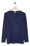 Nic + Zoe Vital Balloon Sleeve Recycled Cotton Blend Sweater In Dark Indigo