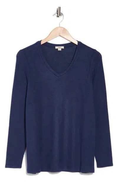 Nic + Zoe Nic+zoe Sweet Dreams Long Sleeve Top In Dark Indigo