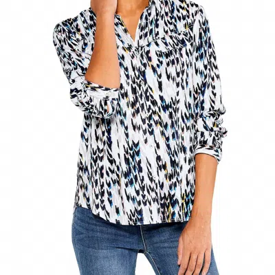 Nic + Zoe Sweet Spot Top In Blue Multi In White