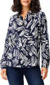 Nic + Zoe Sweet Strokes Snap Front Shirt In Blue