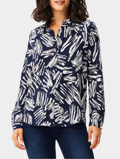 NIC + ZOE SWEET STROKES SHIRT IN INDIGP MULTI
