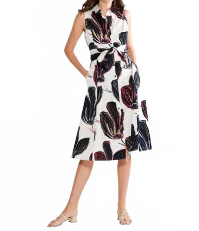 Nic + Zoe Sydney Stamped Flowers Shirt Dress In Multi
