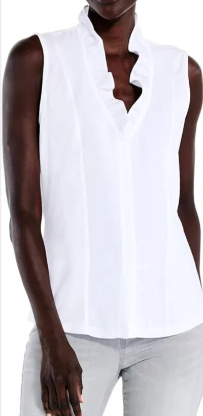 Nic + Zoe Nic+zoe Ruffled Around Sleeveless Top In Paper White
