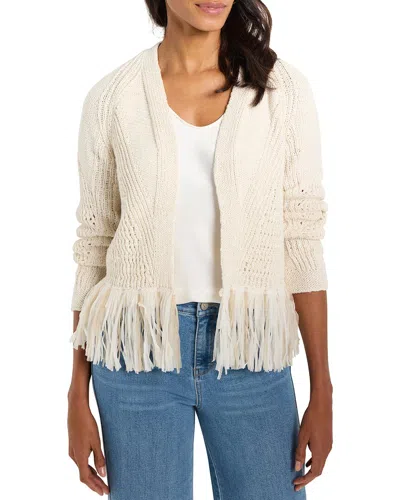 Nic + Zoe Tape Fringe Cardigan In Canvas