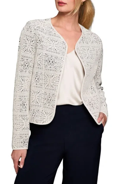 Nic + Zoe Tapestry Knit Jacket In Beige In Gray