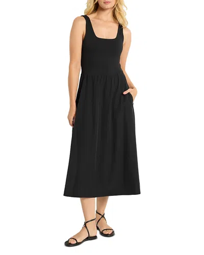 Nic + Zoe Nic+zoe Tech Stretch Mixed Media Midi Dress In Black Onyx