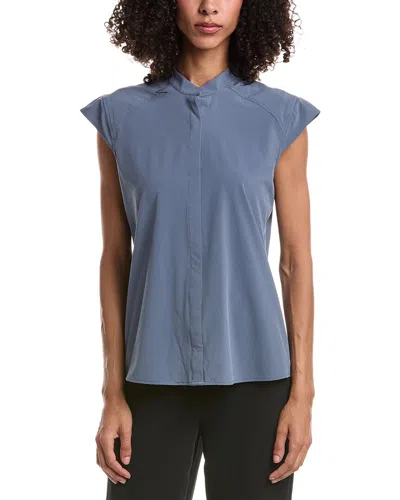 Nic + Zoe Nic+zoe Tech Stretch Snap Neck Tank Top In Blue
