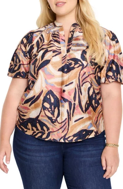 Nic + Zoe Nic+zoe Terra Cotta Garden Cotton Top In Black