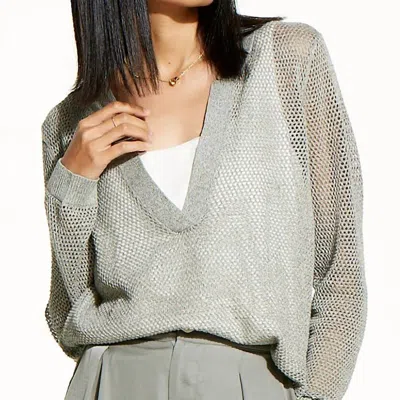 Nic + Zoe Terra Mesh Stitch Sweater In Grey