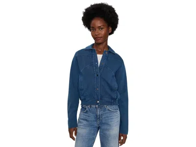 Nic + Zoe Terry Lightweight Bomber Jacket Women's Jacket Medium Blue Wash: Lg, Cotton/denim