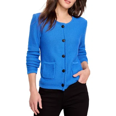 Nic + Zoe Textured Cardigan Sweater In Sapphire In Blue