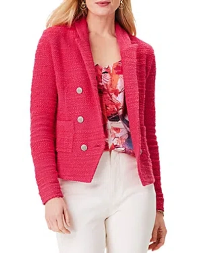 Nic + Zoe Textured Femme Knit Jacket In Bright Rose In Red Multi