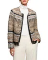 Nic + Zoe Nic+zoe Textured Fringe Trim Jacket In Multi