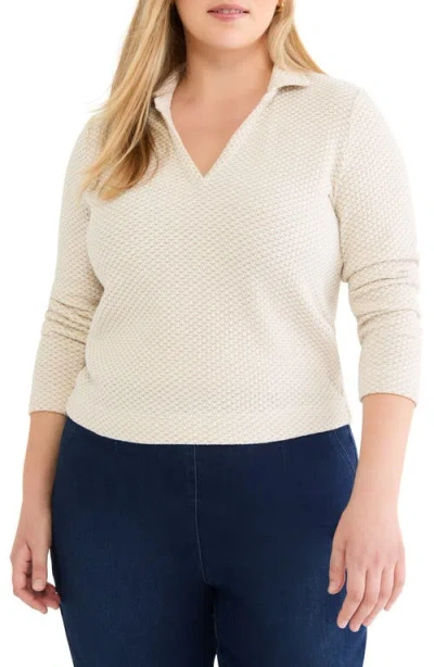 Nic + Zoe Nic+zoe Textured Johnny Collar Long Sleeve Shirt In Multi