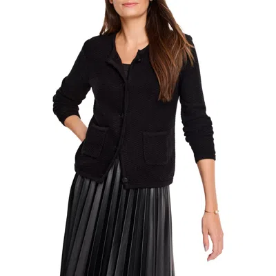 Nic + Zoe Nic+zoe Textured Sweater Jacket In Black Onyx