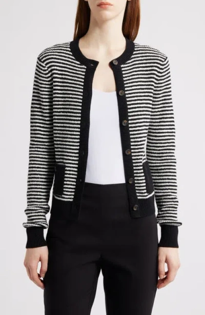 Nic + Zoe Nic+zoe Textured Stripe Button Cardigan In Multi