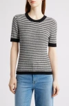 Nic + Zoe Nic+zoe Textured Stripe T-shirt Sweater In Gray