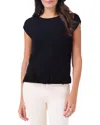 Nic + Zoe Openwork Sweater Top In Black