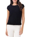 Nic + Zoe Openwork Sweater Top In Black Onyx