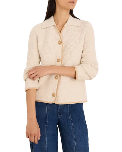 Nic + Zoe Nic+zoe Textured Velvet Corduroy Trim Jacket In Neutral