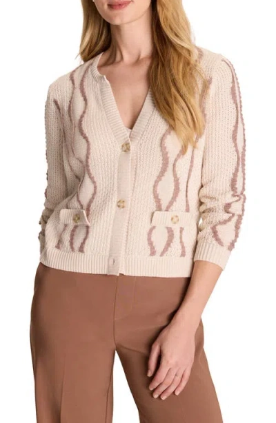 Nic + Zoe Nic+zoe Textured Wave Cotton Blend Cardigan In Neutral