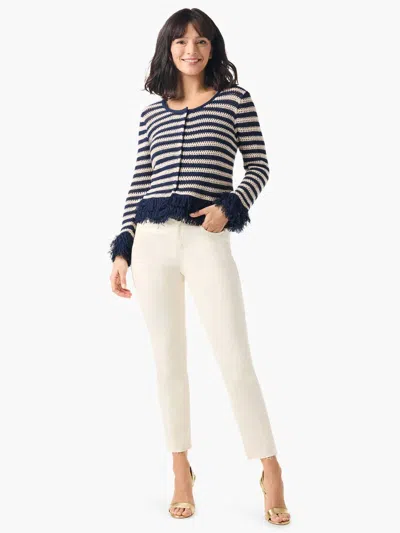 Nic + Zoe Theodora Twilight Fringe Stripe Cardigan In Indio Muliti In Multi