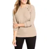 Nic + Zoe Nic+zoe Thermal Knit Button Top In Brown